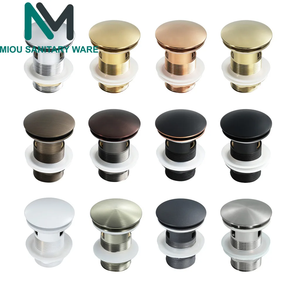 Bathroom Basin Sink Pop Up Drain Brushed Gold Solid Brass Material Faucet Accessories White,Chrome,Zirconium Gold,Matte Black