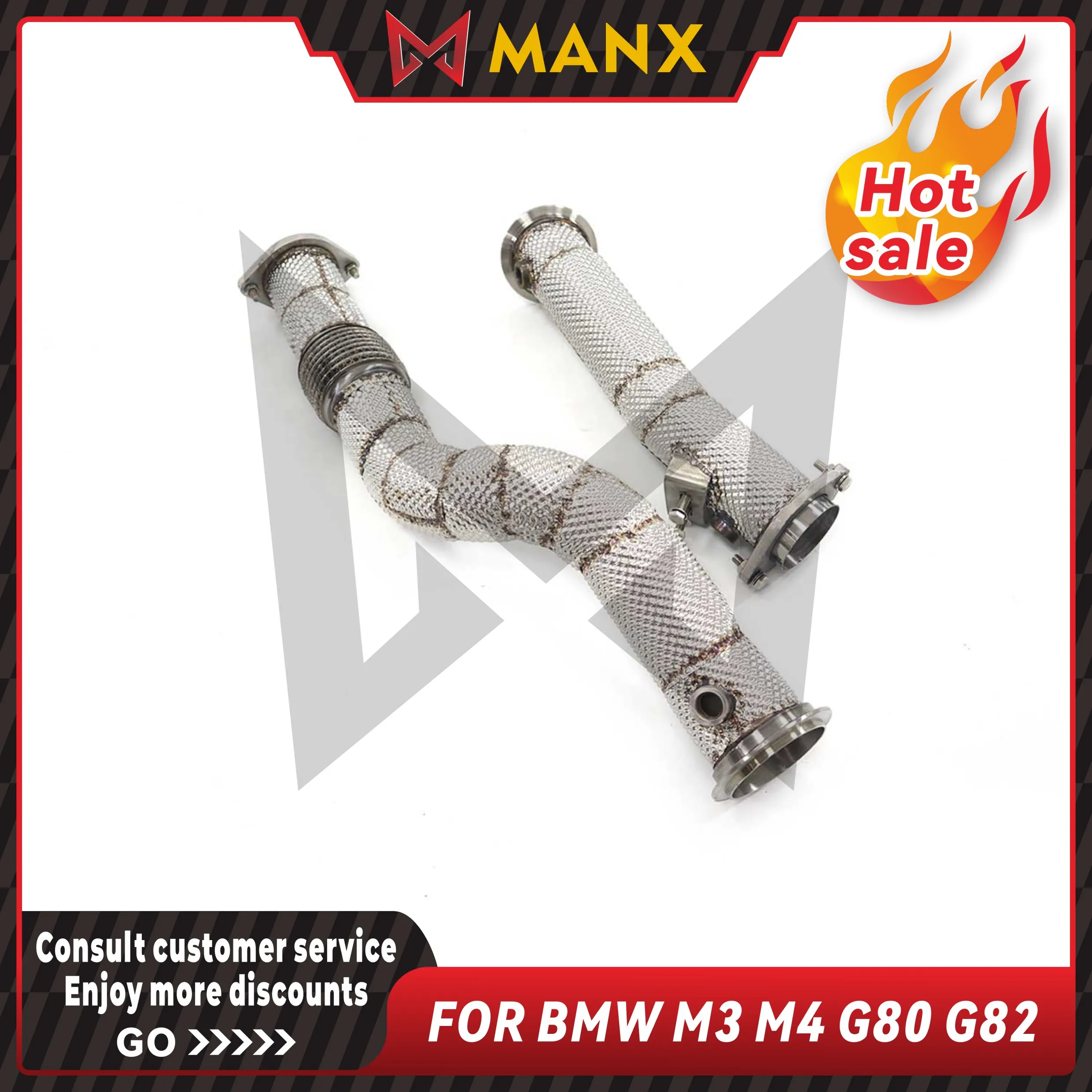 

Catless/200 Cell High Flow Catted Downpipe for BMW M3 M4 G80 G82 304 Stainless Steel Direct Fit Performance Upgrade