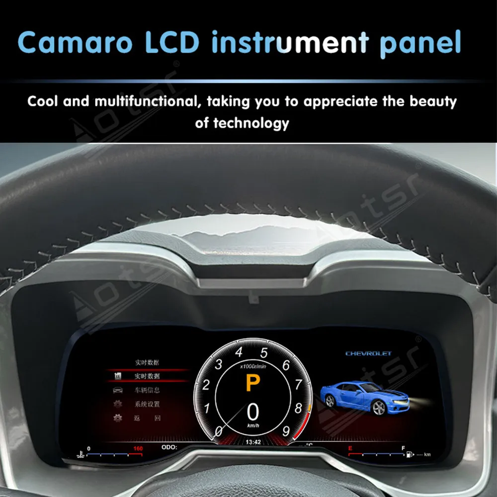 Dla chevroleta Camaro 2009 - 2015 Android cyfrowy klaster samochodowy LCD deska rozdzielcza wirtualny Panel prędkościomierza