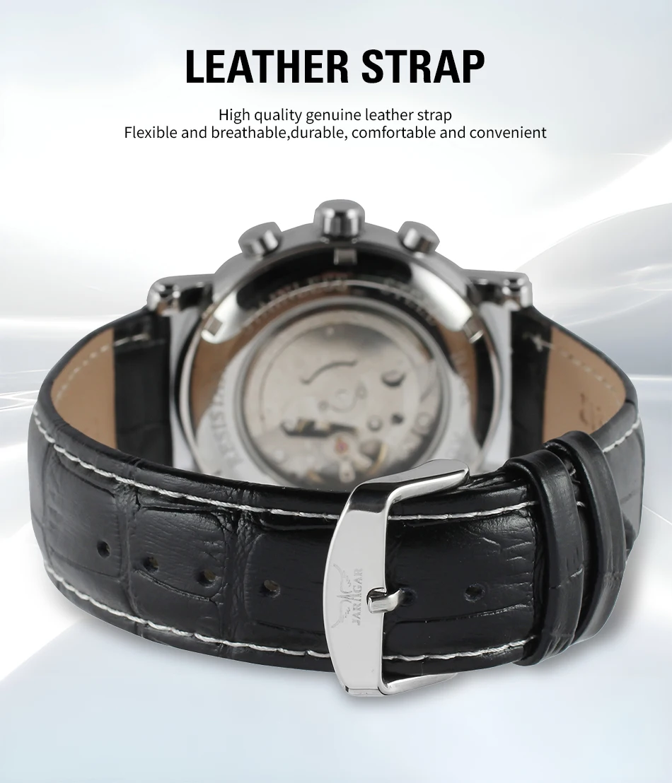 JARAGAR Luxury Brands Replica Business Man Watch Multi-Function 6 Hands Automatic Movement Mechanical Leather Male Wrist Watches view 4
