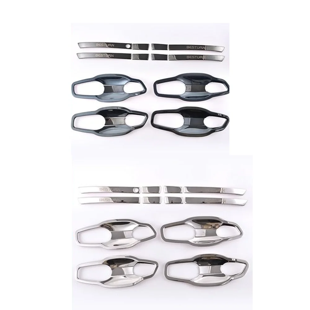 for FAW Bestune T77 Lada X-Cross 5 2018~2023 Chrome Carbon Fiber Black Door Handle Cover Set Trim Sticker Cap Key Accessories view 4