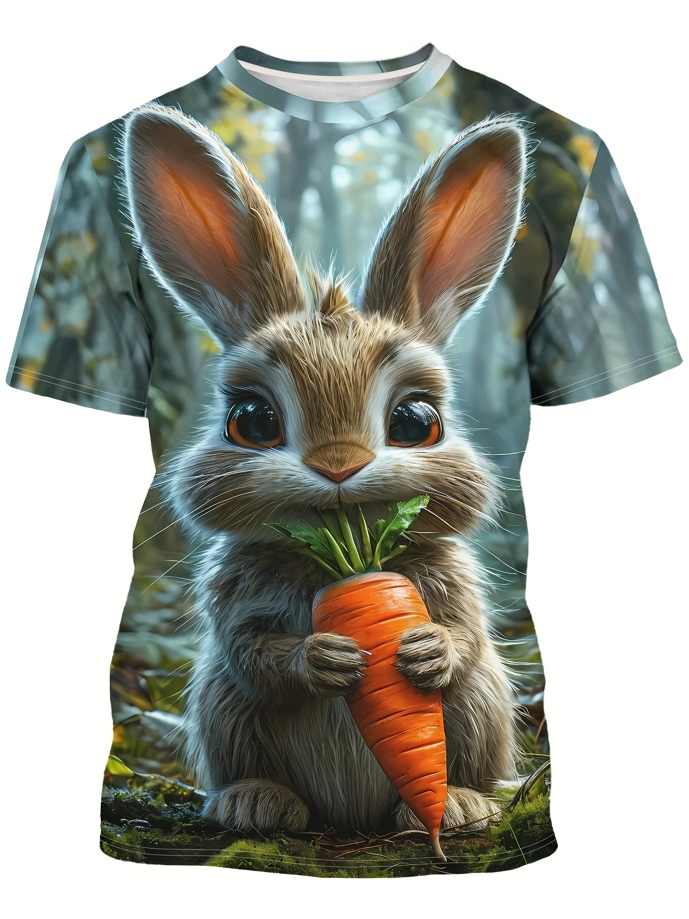 

Модная футболка с мультяшным принтом | Грайкая тема кролика и моркови, унисекс, удобная и дышащая, для ношения на весь день