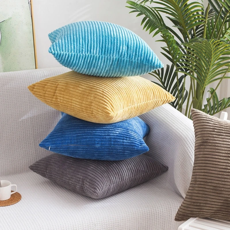 Corduroy Pillow Cover 45x45cm Square Decorative Cushion Covers Supplies for School Office Bed Sofa Couch Decoration Gift KXRE