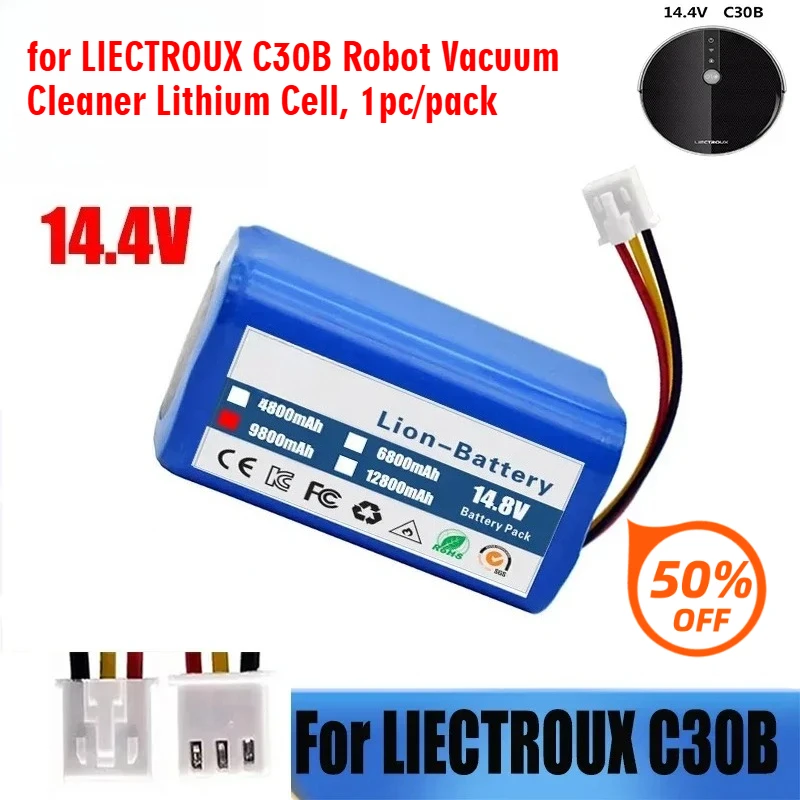 

High Capacity Battery for LIECTROUX C30B Robot Vacuum Cleaner Lithium Cell, 1pc/pack