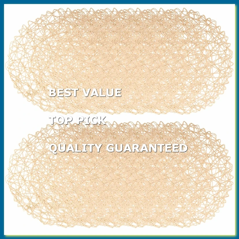 12pcs Paper Braided Round Placemats Non-Slip Heat Table Mats for Dining Tables Indoor & Outdoor Place Mats Beige