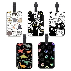 Anti-Lost Listing Plastics Baggage Tag Artistic Suitcase Backpack Hang Rope ID Card Holder Cute Cats Badge Holder