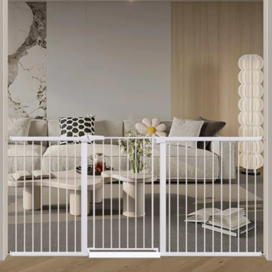 

Indoor extra tall dog gates for large openings metal auto-close safety child gate pressure-mounted pet gate black no-climb desi
