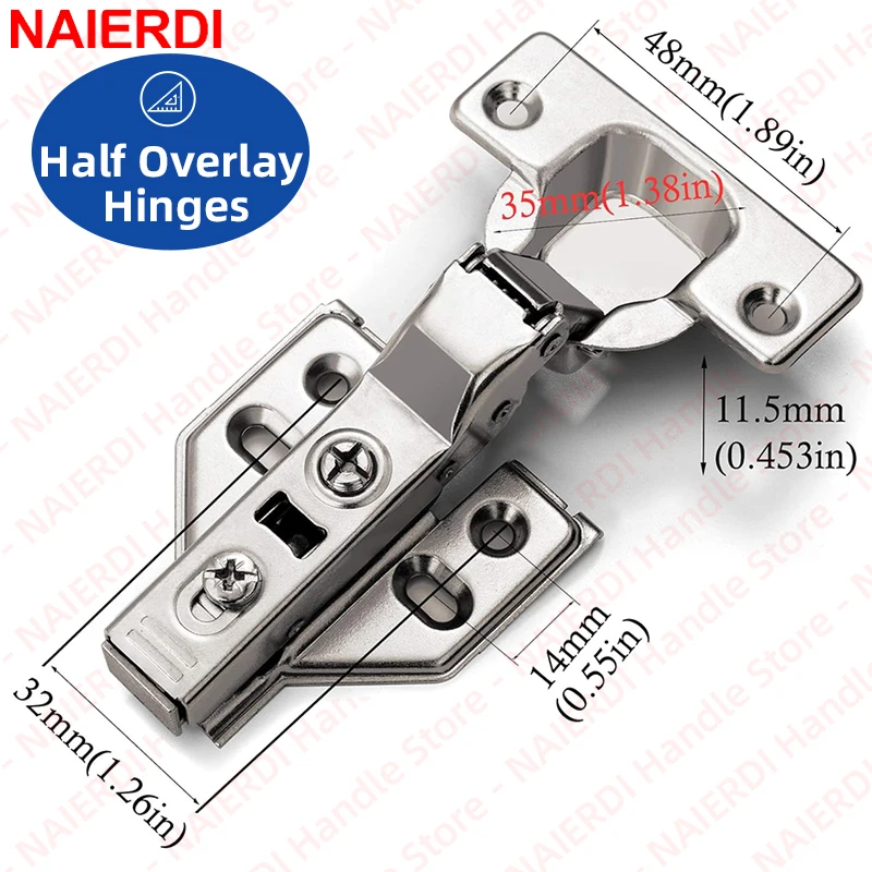 NAIERDI 4 Pieces Soft Closing Cabinet Hinges Stainless Steel Hydraulic Hinge for Furniture,Cabinet and Doors view 5