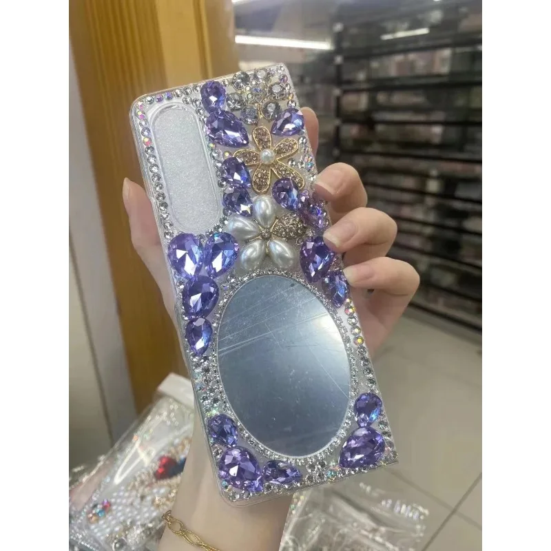 3D Handmade Mobile Phone Case for Samsung Z Fold 5, 4, 3, 2, Handmade Series, Sparkle Diamond, New