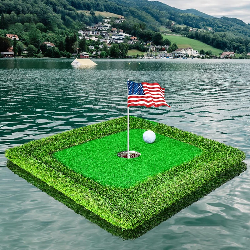 Floating Golf Green 90x60cm Golf Chipping Putting Green Floating Mat Pool Golf Turf Mat Set Pool Golf Game Floating