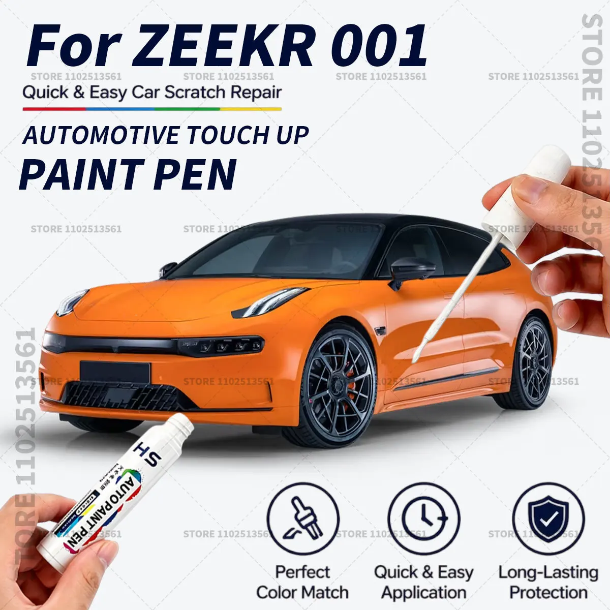 Quick Dry Car Touch Up Paint Pen Auto Scratch Repair Brush for Paint Chips Scratches and Scuffs For ZEEKR 001 Green Black White