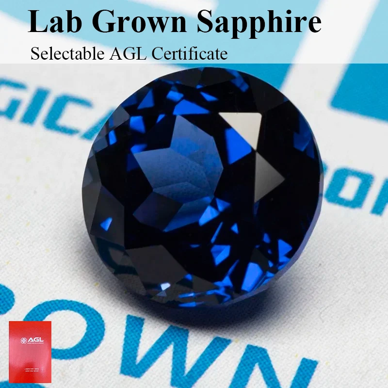 

Выращенный в лаборатории сапфир круглой формы, королевский синий цвет, драгоценный камень для подвесок, изготовление ювелирных изделий своими руками, ожерелье, кольцо, сертификат на выбор