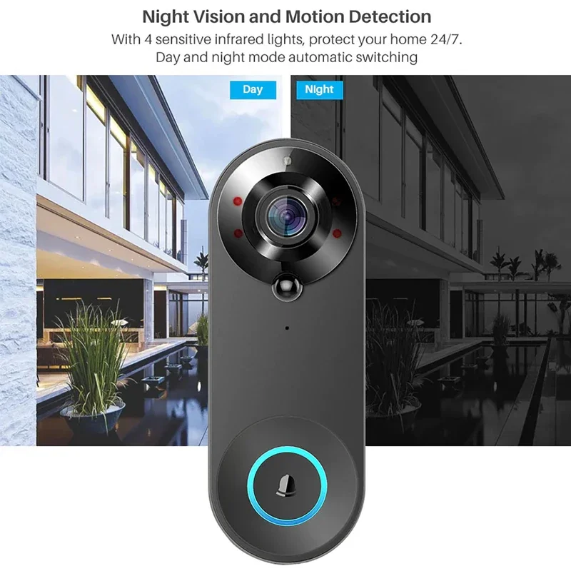 Tuya Video Doorbell Camera 1080P WiFi Door Bell Smart Home Security Motion Detect Night Vision Two Way Audio Intercom Doorbell