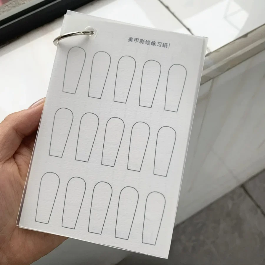 Papel de práctica de flores de uñas transparente, línea de tablero de plástico impermeable de doble cara, larga y corta de Francia, papel de práctica de manicura