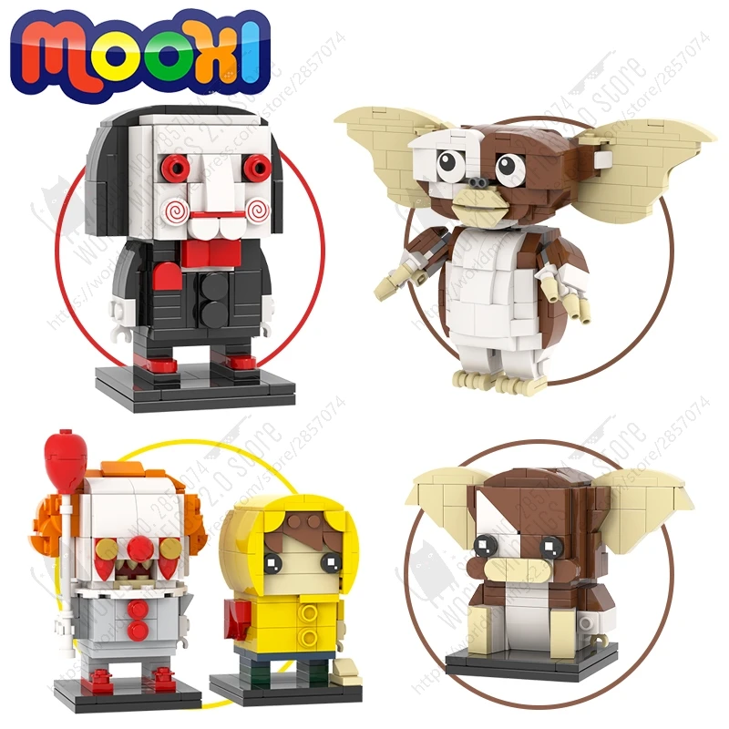 Horror Movie Series DIY Characters Building Blocks Creative Jigsaw Killer Gremlins Pennywise Bill Model MOC Bricks Toys For Kids