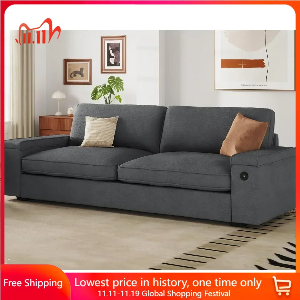 Modern Couch with Storage and 2 USB Charging Ports Oversized Loveseat Sofa with Removable Sofa Cover Deep Seat Sofa