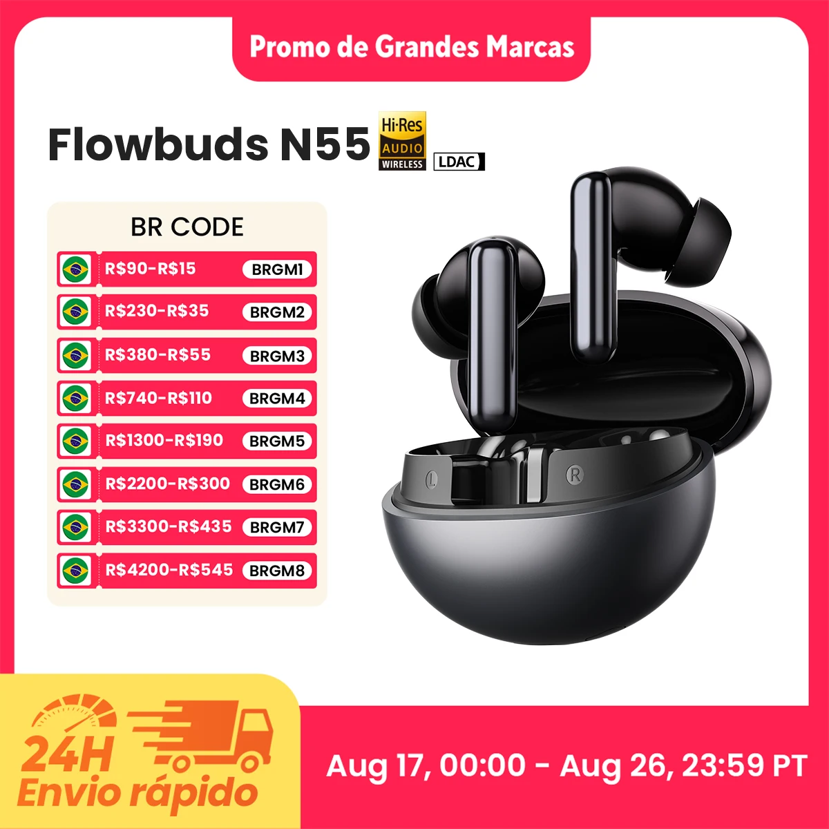 Haylou Flowbuds N55 Fone Sem Fio ANC 54dB