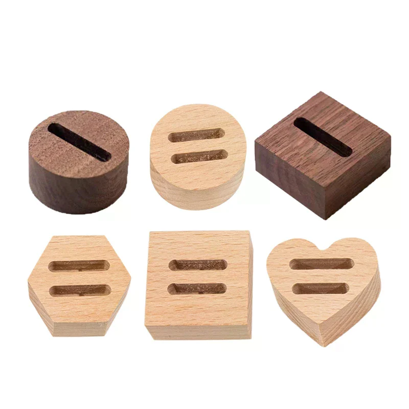 Wood Round/Square/Heart Single/Double Slot Ring Display Rack Organizer Holder Jewelry Display Stand Ring Counter Windows Display