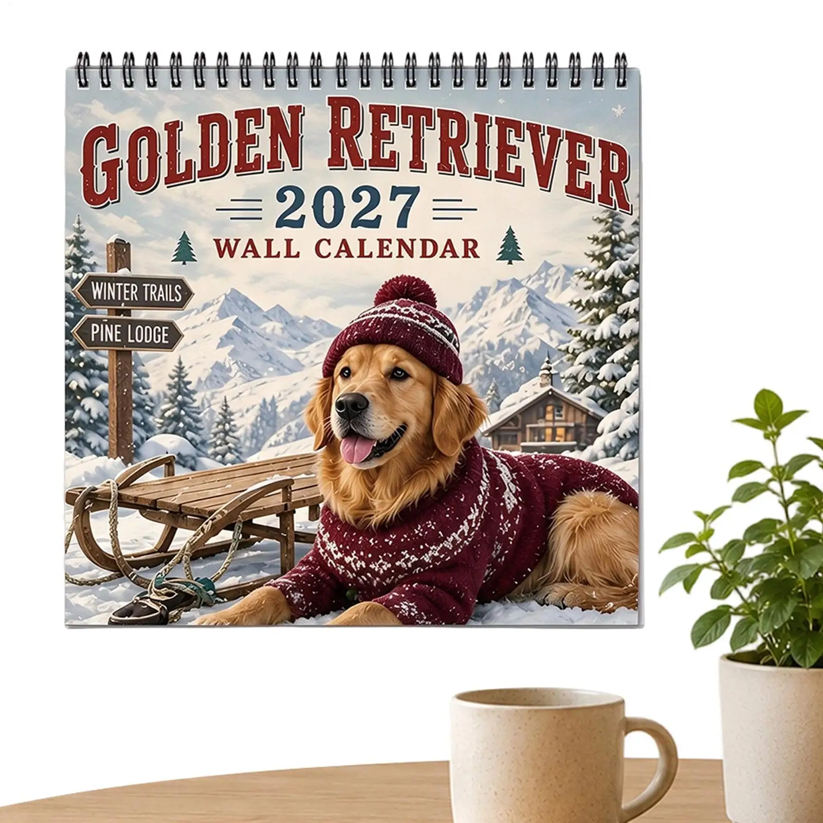 Dog Wall Calendar Cute Golden Retriever 2027 Monthly Planner Funny Planner Animal Wall Decor For Home Office School Living Room