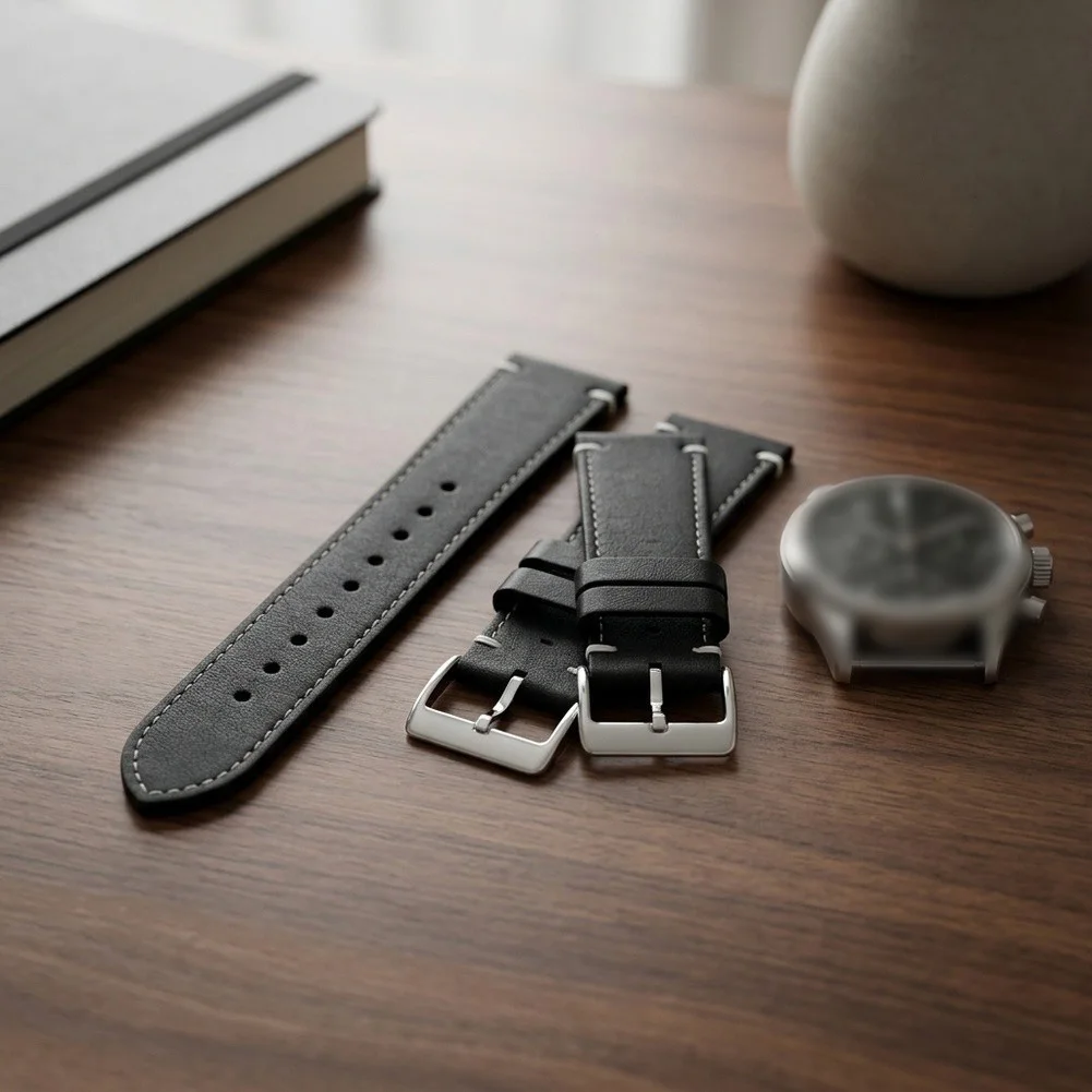 For Omega For Swatch Leather Watch Band 20mm 22mm Black Brown Replacement Strap Unisex Classic Style Wristband Accessories