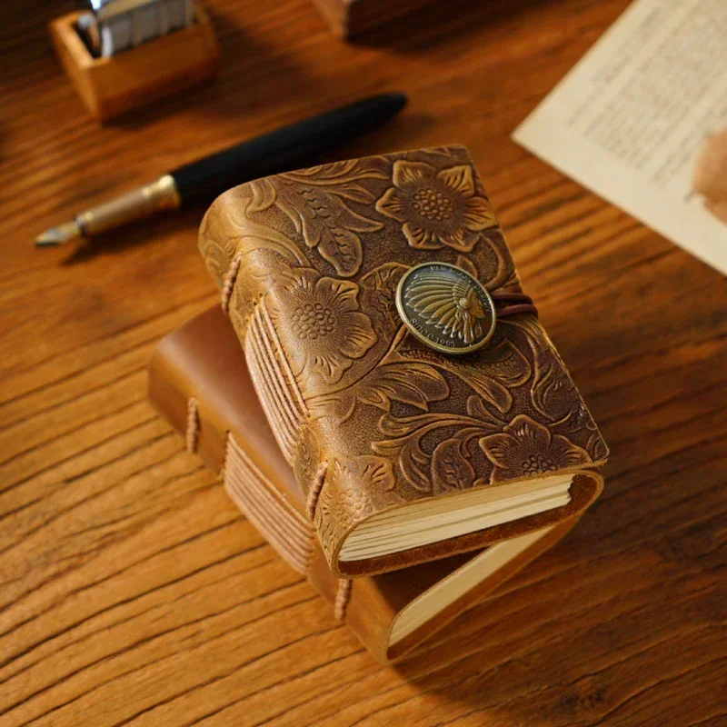 Paper Craft Meeting Book Journal Page Portable Leather Record Diary Cover Notebook Handmade Cowhide