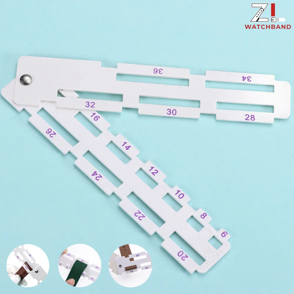 White Plastic Caliper Straight Ruler 6-36mm Multi-Size Caliper Ruler Measuring Silicone Watch Strap Width Length Watch Accessory