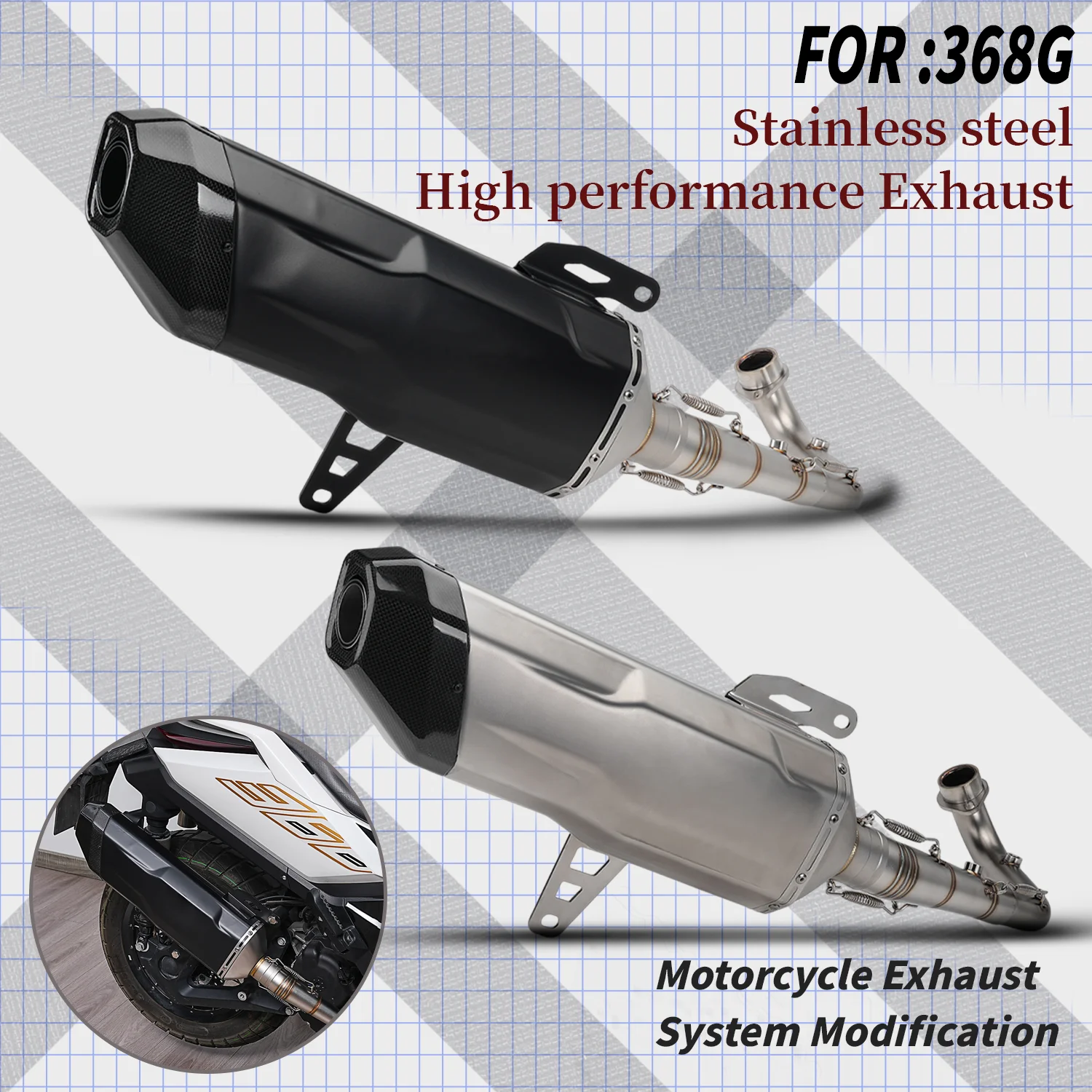 

FOR 368G/368E motorcycle exhaust system modification full section with muffler for 368G/368E