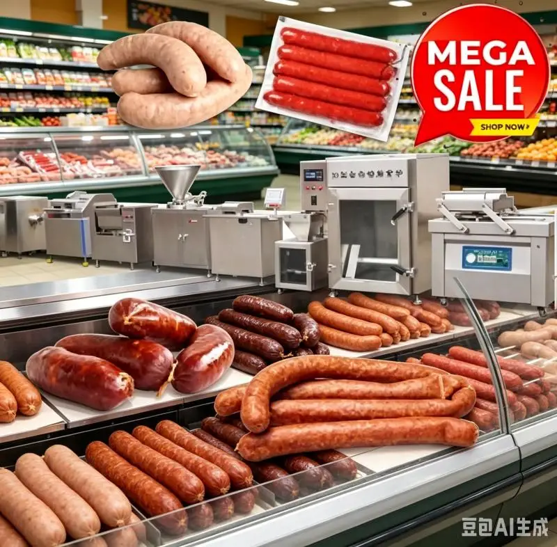 Máquina para Hacer Salchichas, Embutidora Industrial de Chorizo, Línea de Producción Automática de Salchichas y Hot Dogs, Personalizable