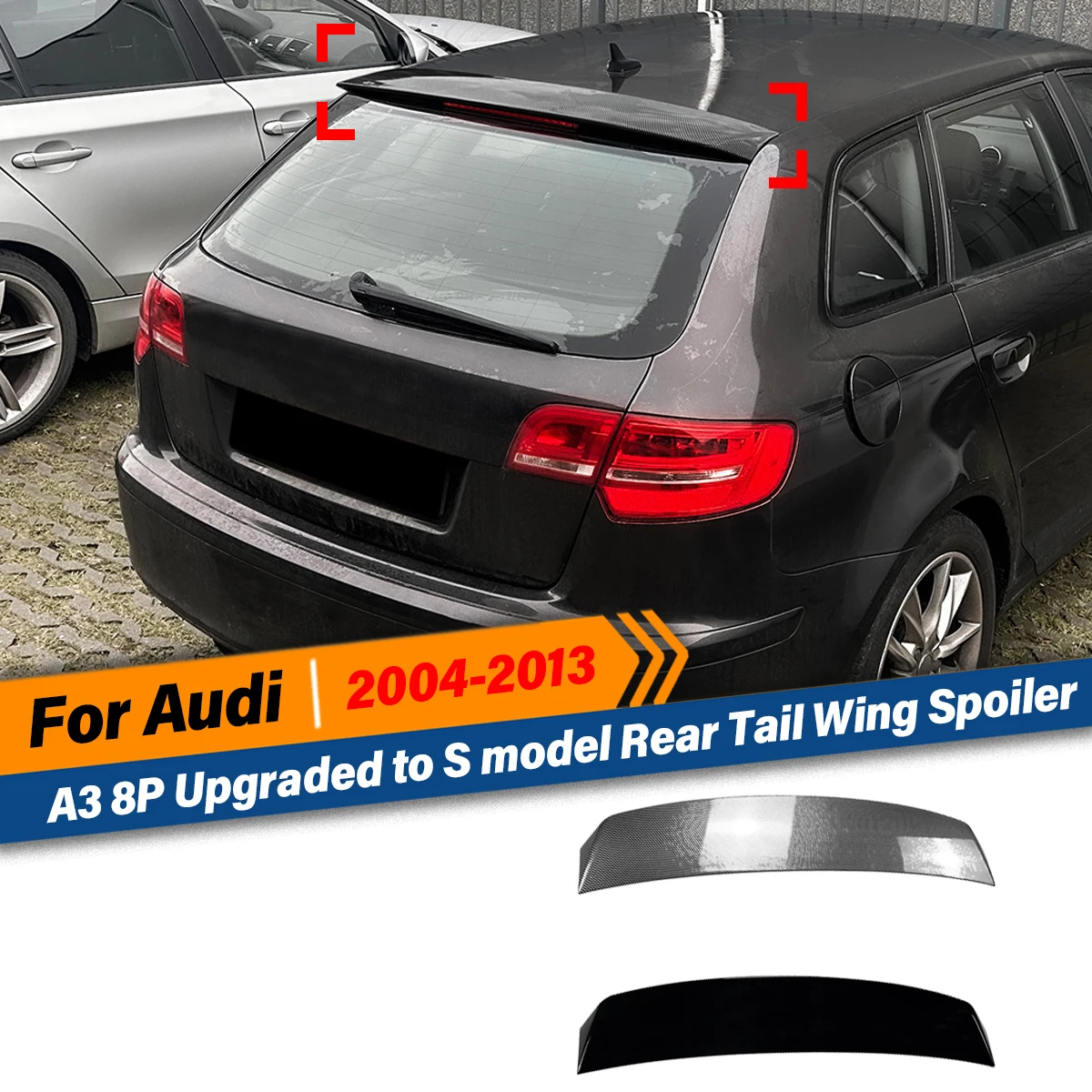 

Для Audi A3 8P 2004-2013 годов выпуска, стандартная версия, модернизированная до модели S, задний спойлер на крышку багажника.