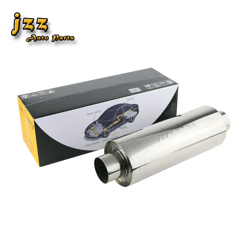 

JZZ High Quality Silver Stainless Steel Resonator Muffler Tail Pipe 2/2.5 inch Exhaust End pipe for race car