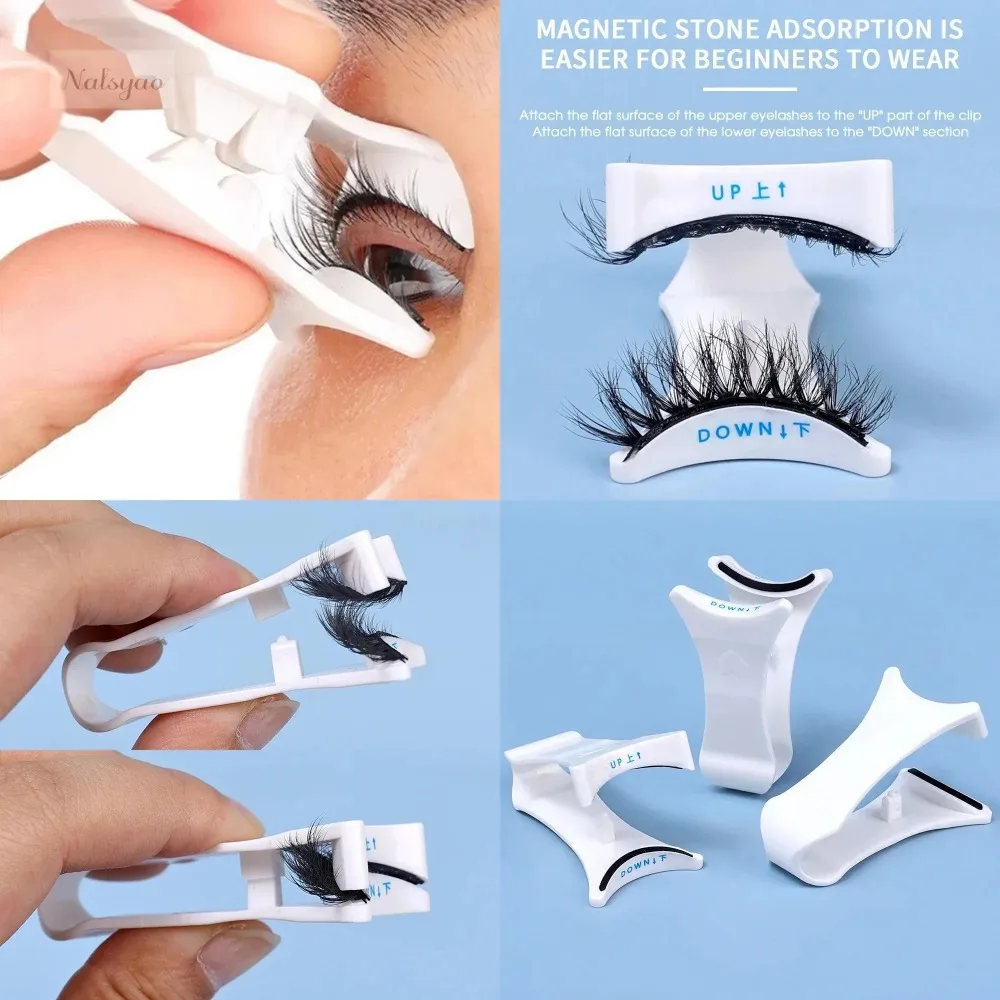 New Quantum Magnetic Eyelash Curler Reusable Eyelashes Applicator Portable False Eyelash Assist Makeup Tools Accessories