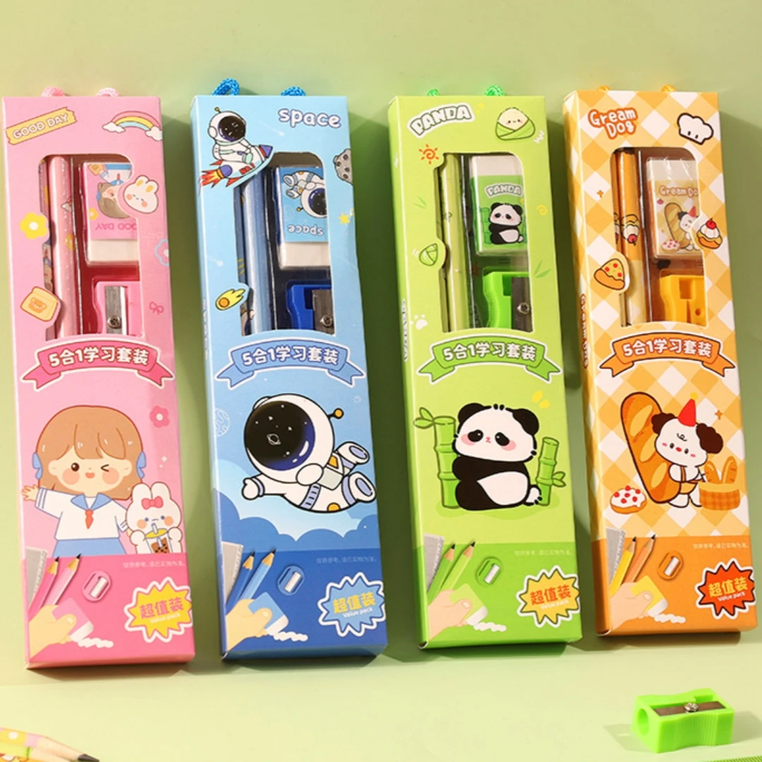 مجموعة أدوات مكتبية إبداعية مجموعة أدوات مكتبية أساسية للرسم والكتابة مجموعة أقلام رصاص وممحاة مدمجة للهدايا