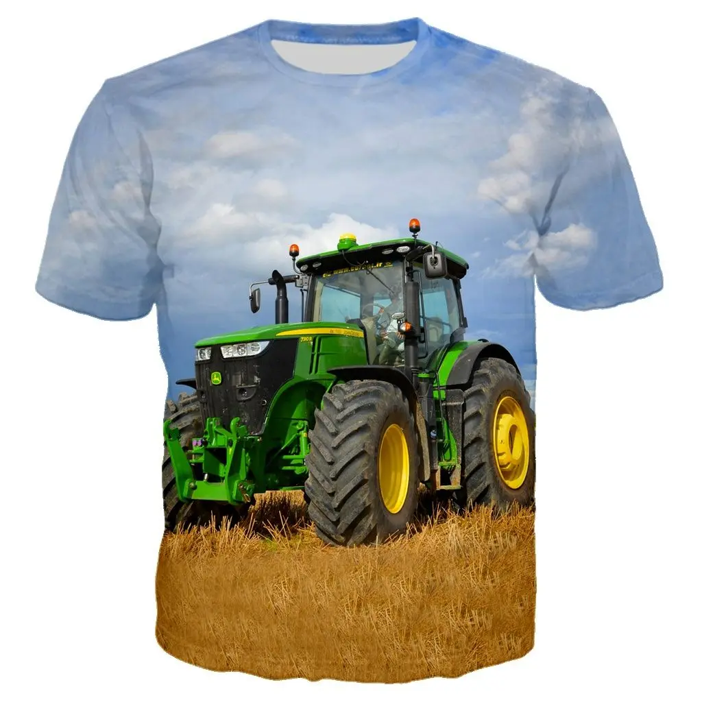 American Farm Tractor Summer 3D Printing Men\'s And Women\'s Casual Taste Personality Hip-Hop Short-Sleeved Round Neck Shirt Top