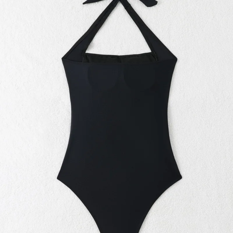 Black One Piece Swimsuit Woman Pleated Vintage Bodysuit Swimwear Padded Beach Wear 2025 Bathing Suits Ladies Holiday Pool Summer