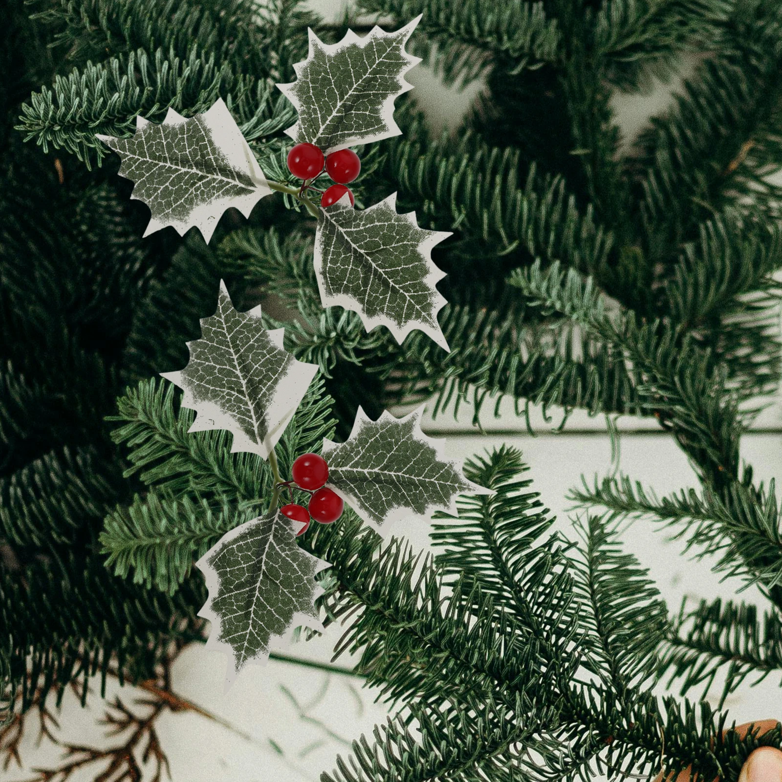 

10pcs Christmas Red Berry Green Leaf Picks Artificial Floral Stems For Diy Garland Home Decor Holiday Party Wedding Decoration