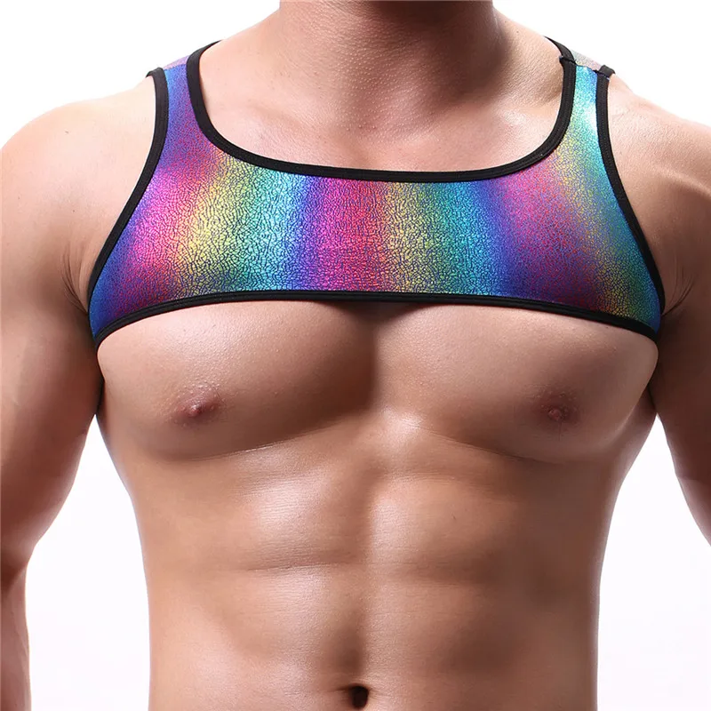 

Sexy Men Undershirt Faux Leather PU Wrestling Singlet Bikini Suspender Teddies Underwear Half Undershirts Men Underwear