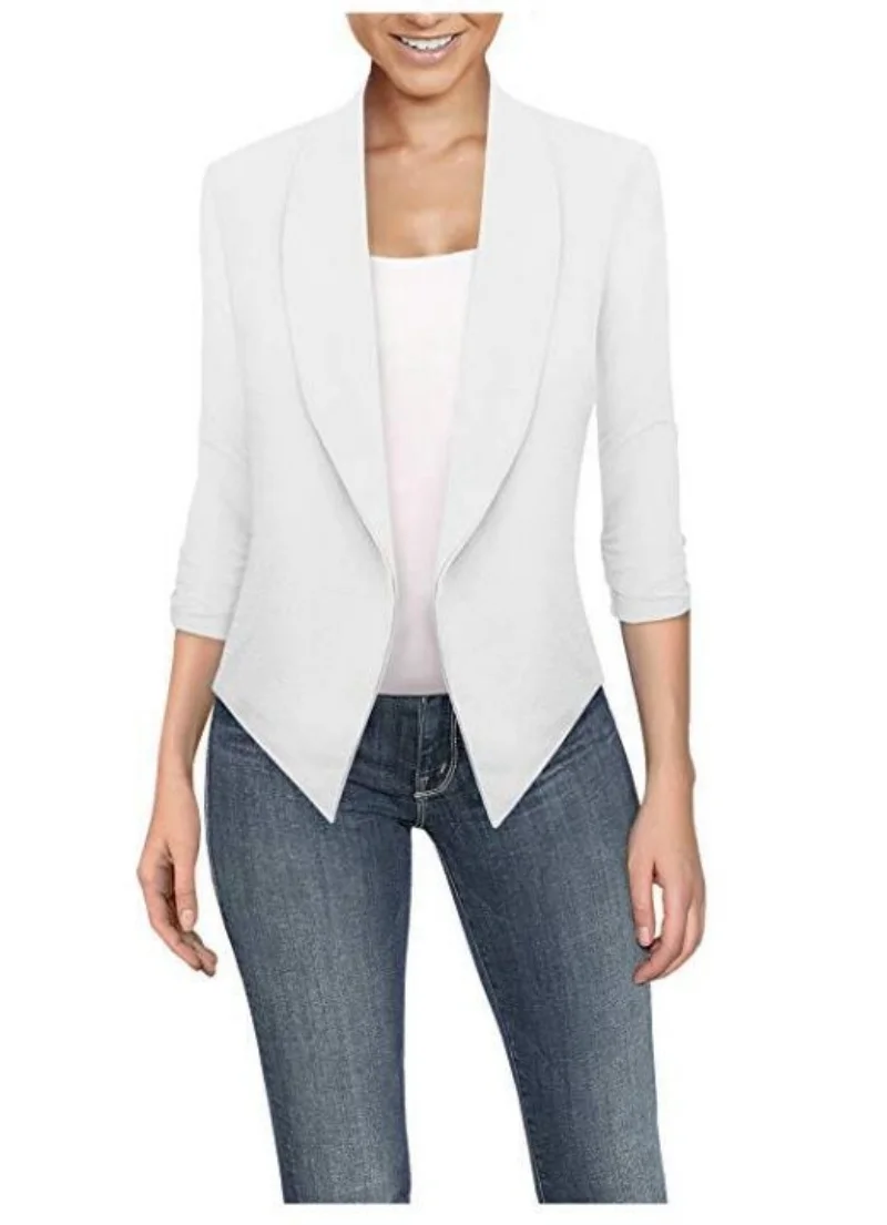 Chaqueta ajustada de talla grande para mujer, abrigo con muescas y bolsillo, para el trabajo y la Oficina, a la moda, primavera, 2022