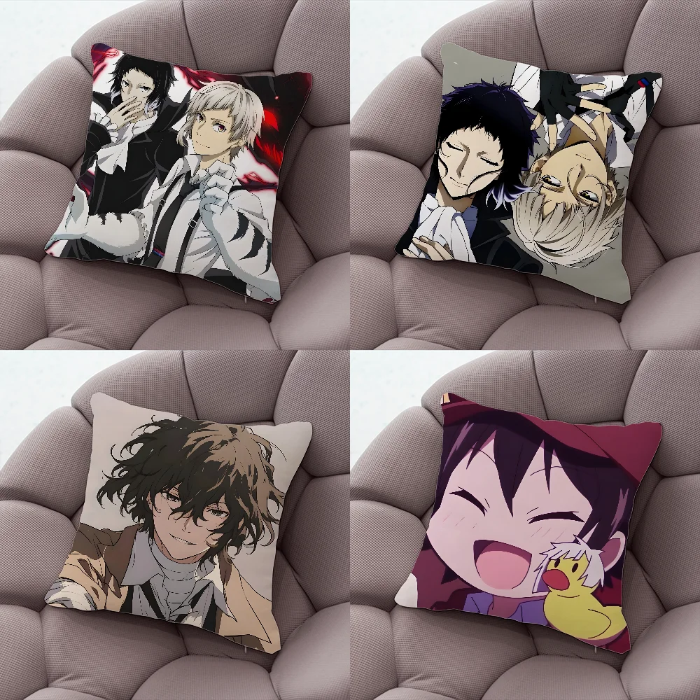 Anime Bungo Stray Dogs Pillow Case Pillow Case Living Room Sofa Cushion Cover Suitable For Home Bedroom Room Decoration