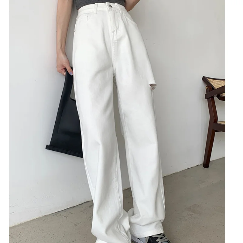 Plus Size Women\'s Jeans High Waist Straight Baggy Fashion Pants Streetwear Harajuku Vintage Casual Female Wide Leg Denim Trouser