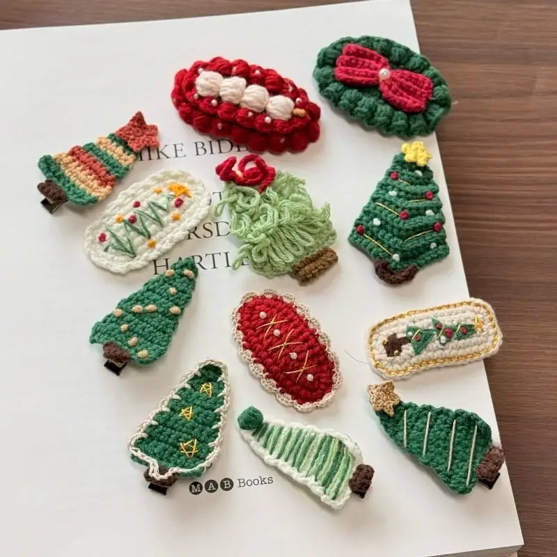 Niedliche Weihnachtsgarn-Haarspangen für Kinder, Pony, Haarnadel, Kopfbedeckung, lustiger Haarschmuck mit Weihnachtsmotiv