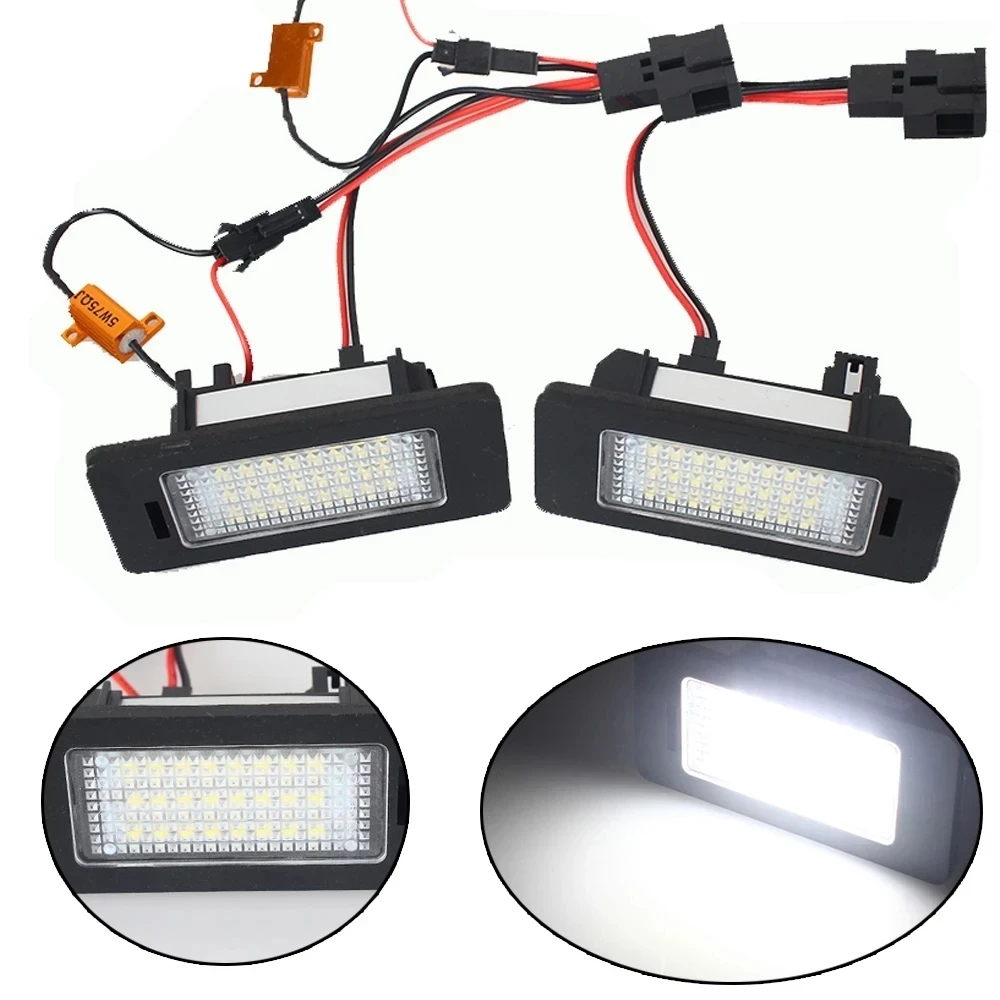 2PCS LED Number License Plate Light For Superb B6  /For Rapid /For Yeti /For Fabia 24-SMD Car Accessories