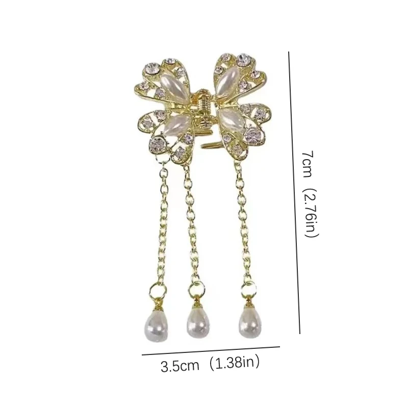 Women's Elegant Horsetail Claw Hair Crab Exquisite Butterfly Fringe Rhinestone Hair Claw Clip Fashion Hair Accessories Female