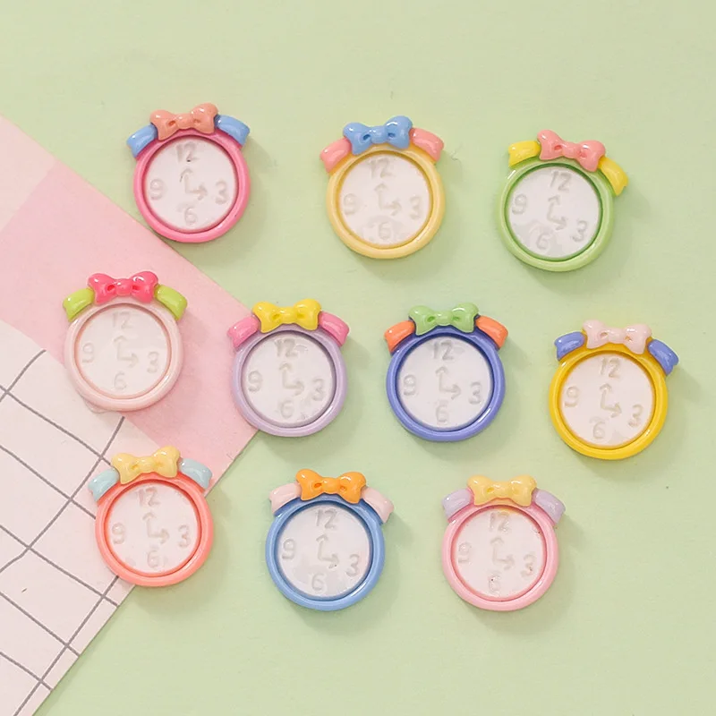 

200pcs Resin Colorful Mini Alarm Clock Scrapbook Flatback Figurine DIY Home Decor Craft Accessories