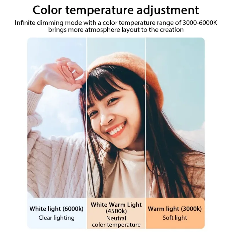 VIKEFON 3000K-6000K LED Photography Video Light Panel Lighting Photo Studio Lamp Kit For Shoot Live Streaming Youbube RGB Filter image 3