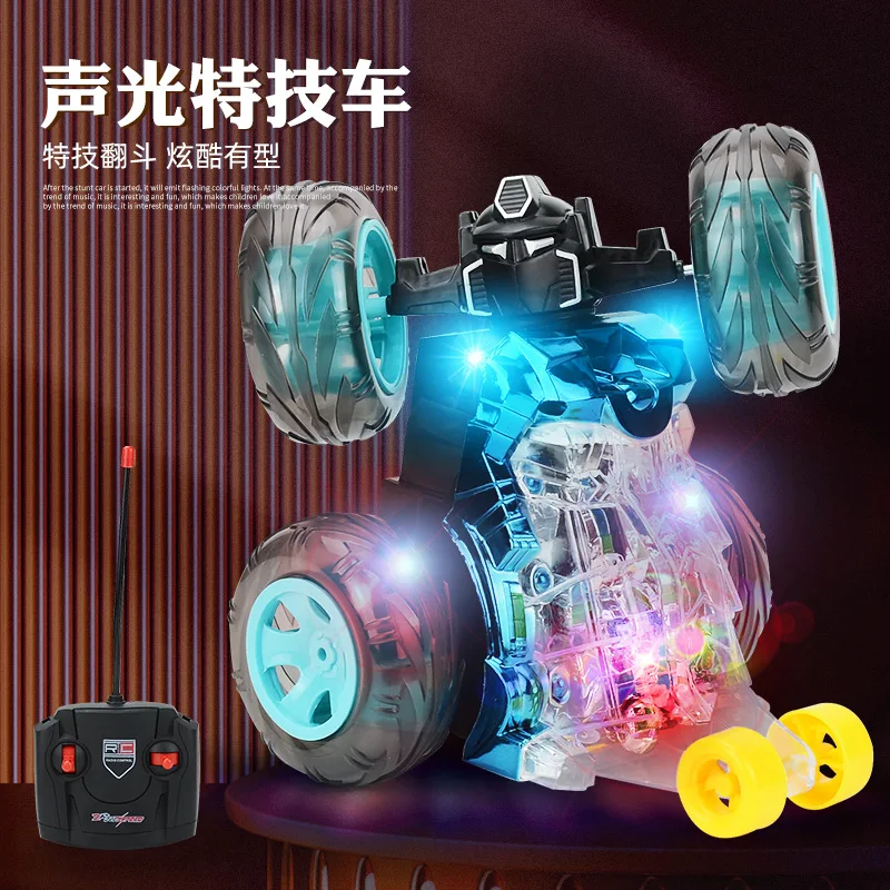 4 Control Channels RC Cars Remote Control Stunt Dump Truck Children's Electric Music Light 360-degree Rotating Toy Car