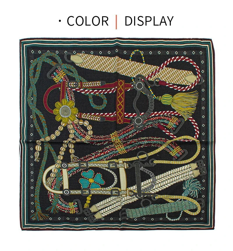 

2026 New Luxury Fashion Square Bandana Women 65*65cm Silk Wool Vintage Floral Print Double Sided Winter Warm Neck Scarf