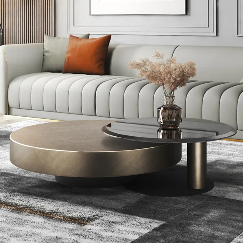 New Design Modern Living Room Italian Light Luxury Round Furniture Coffee Table Tea Table