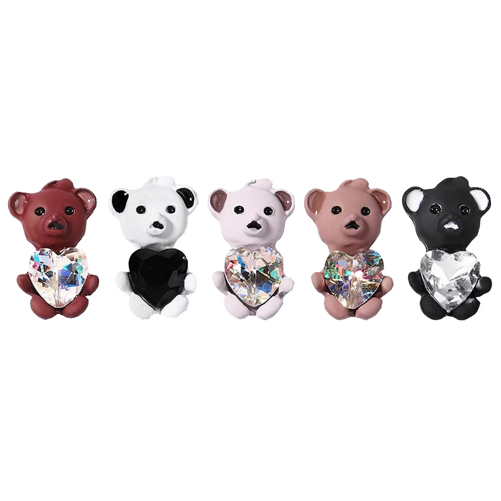 

5Pcs Bear Accessories Rhinestone Nail Bear Decor Decor High Quality Durable Creative NailDIY Stickers JewelryMaking