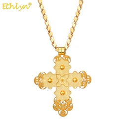 Ethlyn African Ethiopian Gold Color  Pendant chain Necklace female male wedding party jewelry MY703B