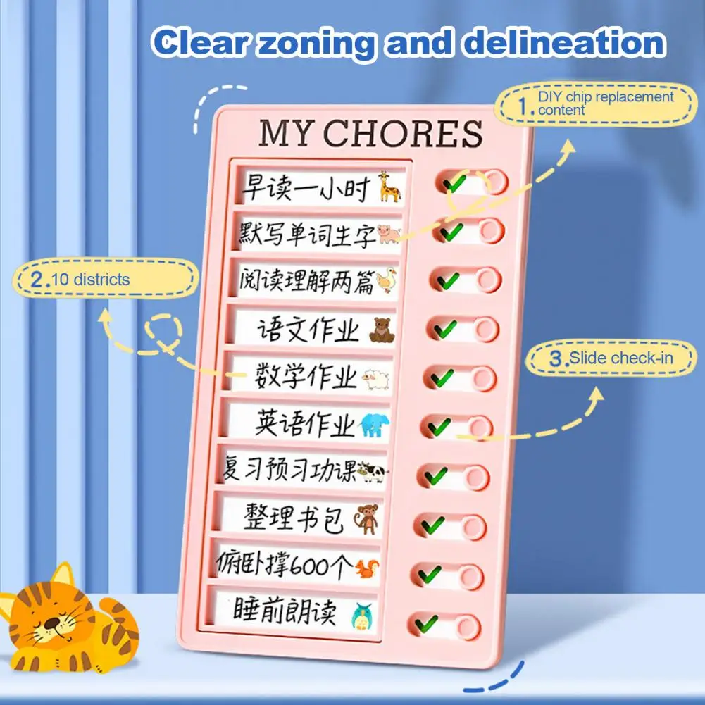 Self-discipline Board Kids Adult Self-discipline Time Clock with 100 Task Tracker Cards Double-sided Task Sheets for Effective